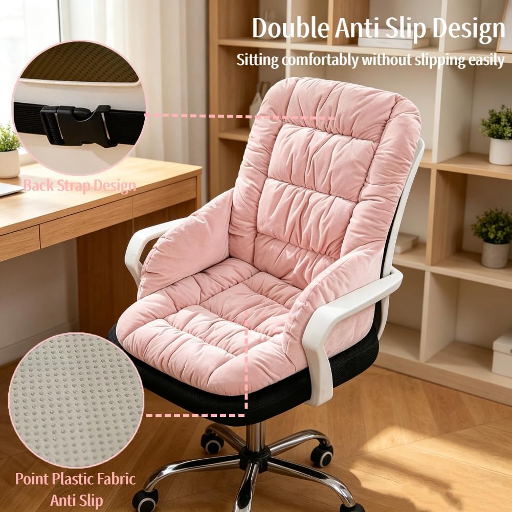 Desk Chair Cushion Office Chair Pad with High Back Support Seat Cushion with Non-Slip Bottom for Office Car Home Dining Room Kitchen image 4