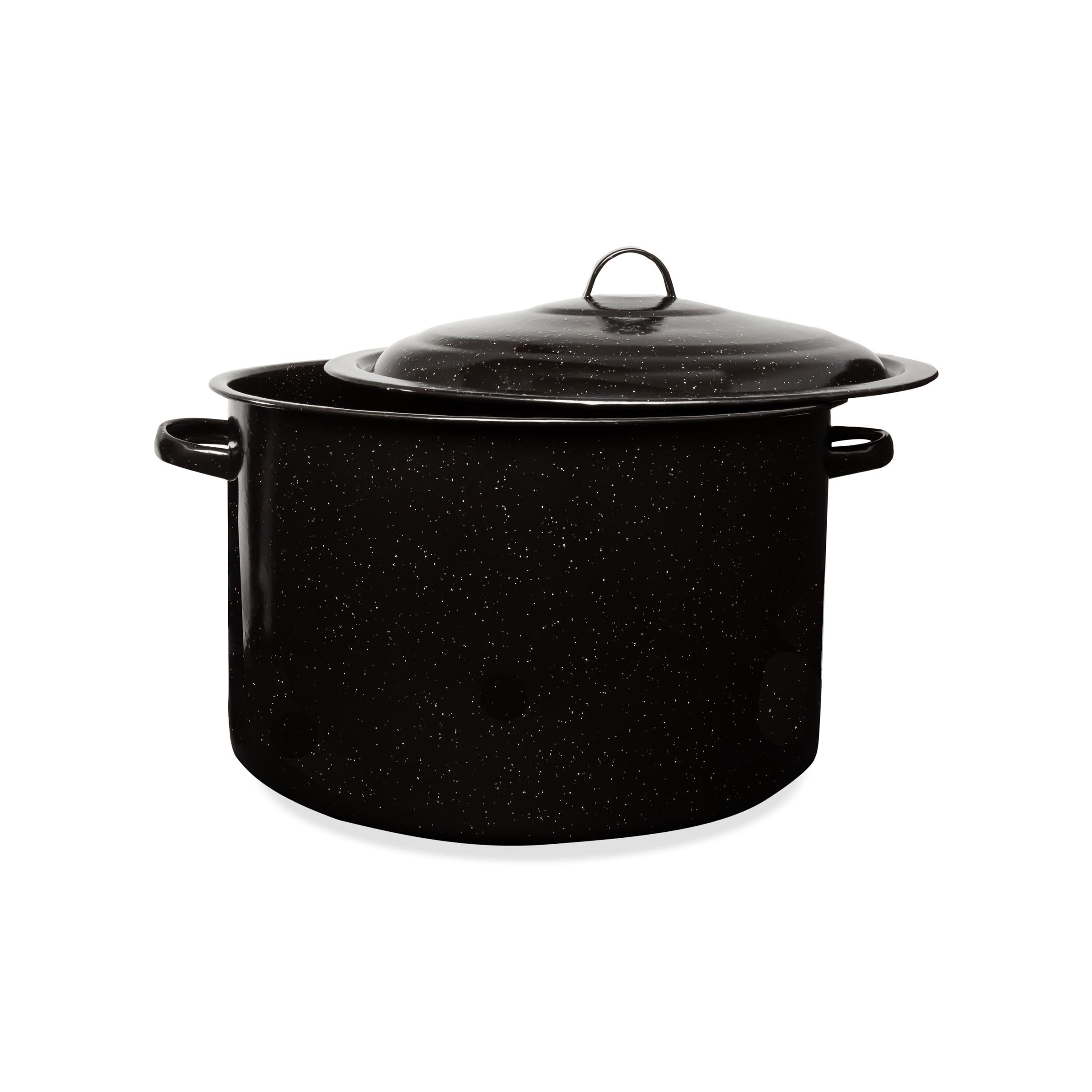 Granite 21 Qt Stockpot, Nonstick Soup Pot With Lid, Speckled Enamel Ware Cookware, Large Stock Pot For Boiling and Cooking, Big Granite Cooking Pot for Stovetop, Campfire, Outdoor Stove