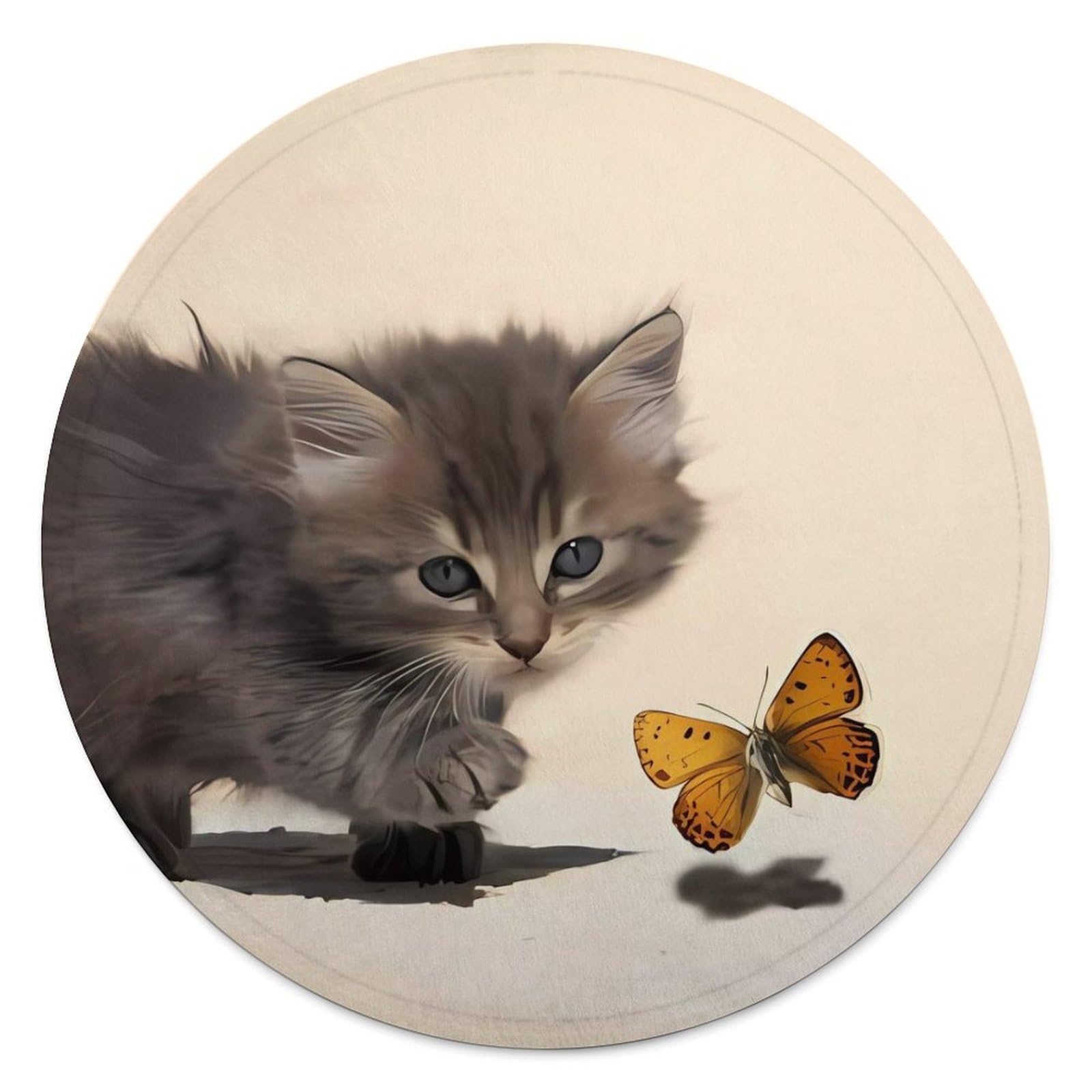 Couverture ronde flanelle chat et papillon pour apaiser vos soirées cocooning