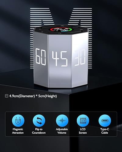 Miniatura 6 de Temporizador digital visual de cocina para cocinar, alarma fuerte de dígitos grandes, soporte magnético, temporizadores de cocina para hornear,