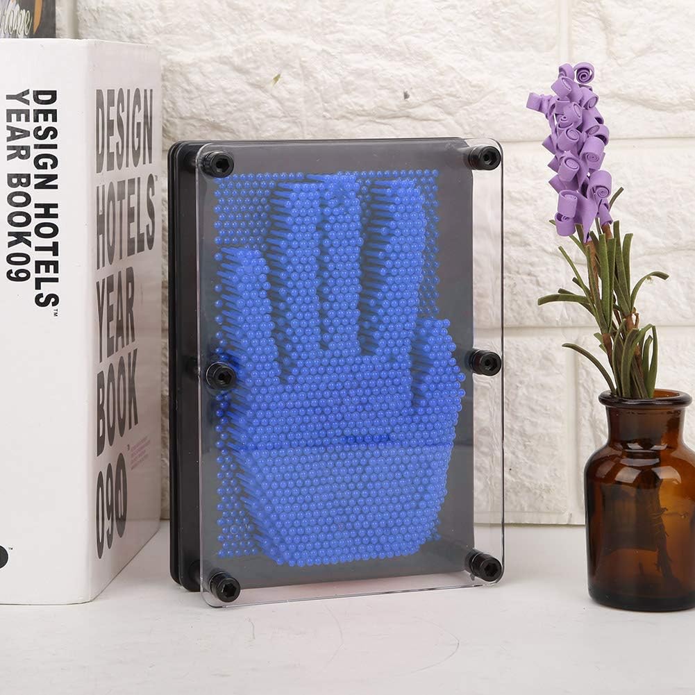 Yuecoom Pin Art Toy, 3D Pin Art Toy 3D Blue Clone Hand Model Sensory Needles Fidget Palm Board Needle Art Toy Pin Art Sensory Toy for Desk Ornament Birthday Gift Decoration