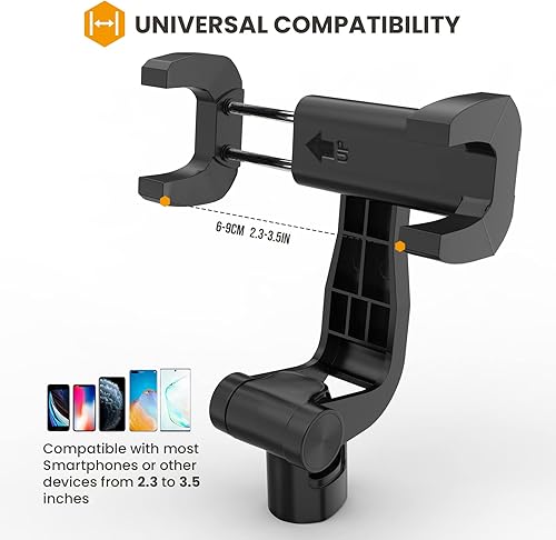 Miniatura 9 de TARION Paquete de soporte adaptador de teléfono para trípode y soporte articulado resistente para cámara