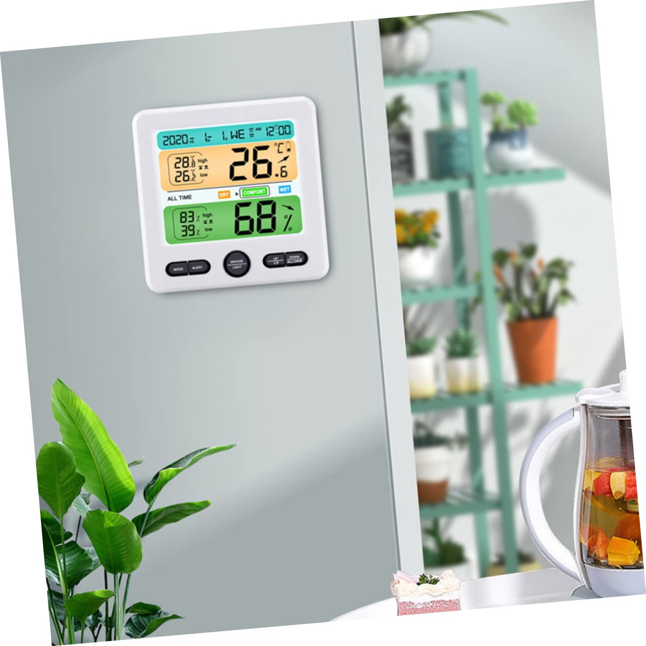 1set Igrometro Digitale Con Termometro e Orologio Monitor Di Temperatura e Umidità Da Display e Facile Da Leggere Per Casa Ufficio e Spazi Pubblici