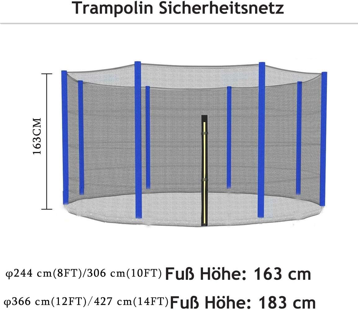 Trampolin Ersatzteile für Gartentrampolin, Trampolin Netz Ø 244 306 366 427 cm füR 6/8 Stangen, Trampolin Ersatznetz Sicherheitsnetz, Reißfest, UV-Beständig