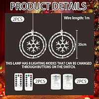 HEYIDAMAI Hópehely Ablakdísz LED Fényfüzér - 2 db Karácsonyi Világítás 8 Fényjátékkal, Távirányítóval, USB és Elemes Működés 2