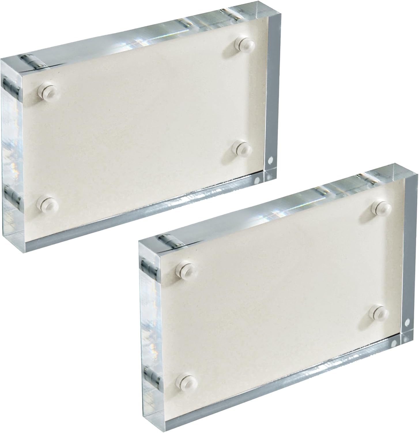 Azar Displays 104663-WHT-2PK White Acrylic Block with Metal Back Plate 4.5" X 3", 2-Pack,White