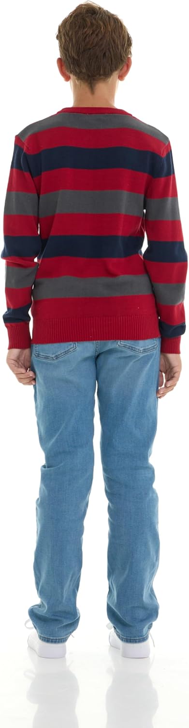 Boys 100% Cotton Crewneck Sweater Soft Knit Pullover for Fall and Winter Long Sleeve Warm Knit - Image 3