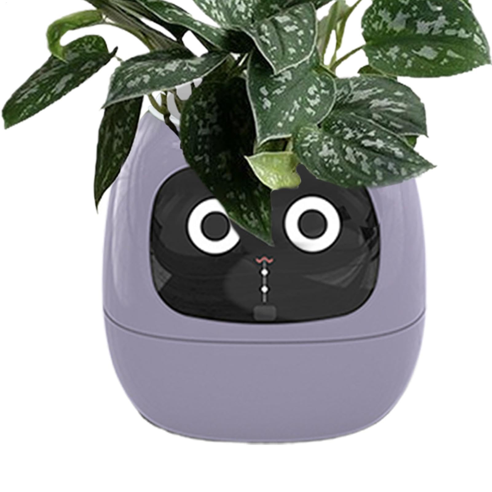 Maceta inteligente | Robot de plantas | Maceta inteligente con cable de carga | Maceta inteligente | Adorable compañero de plantas para decoración de interiores | Haz que cultivar plantas sea fácil y