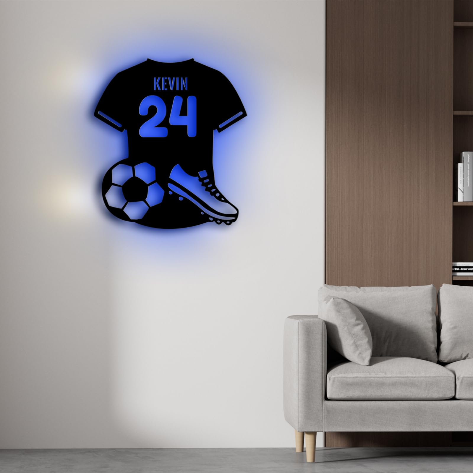 Panneau néon LED Personnalisé en Jersey de Football pour Décoration Murale, 16 Couleurs de Lumière avec Télécommande, Décoration Chambre, Sportive, Fête, Bar, Cadeau Fan de Football