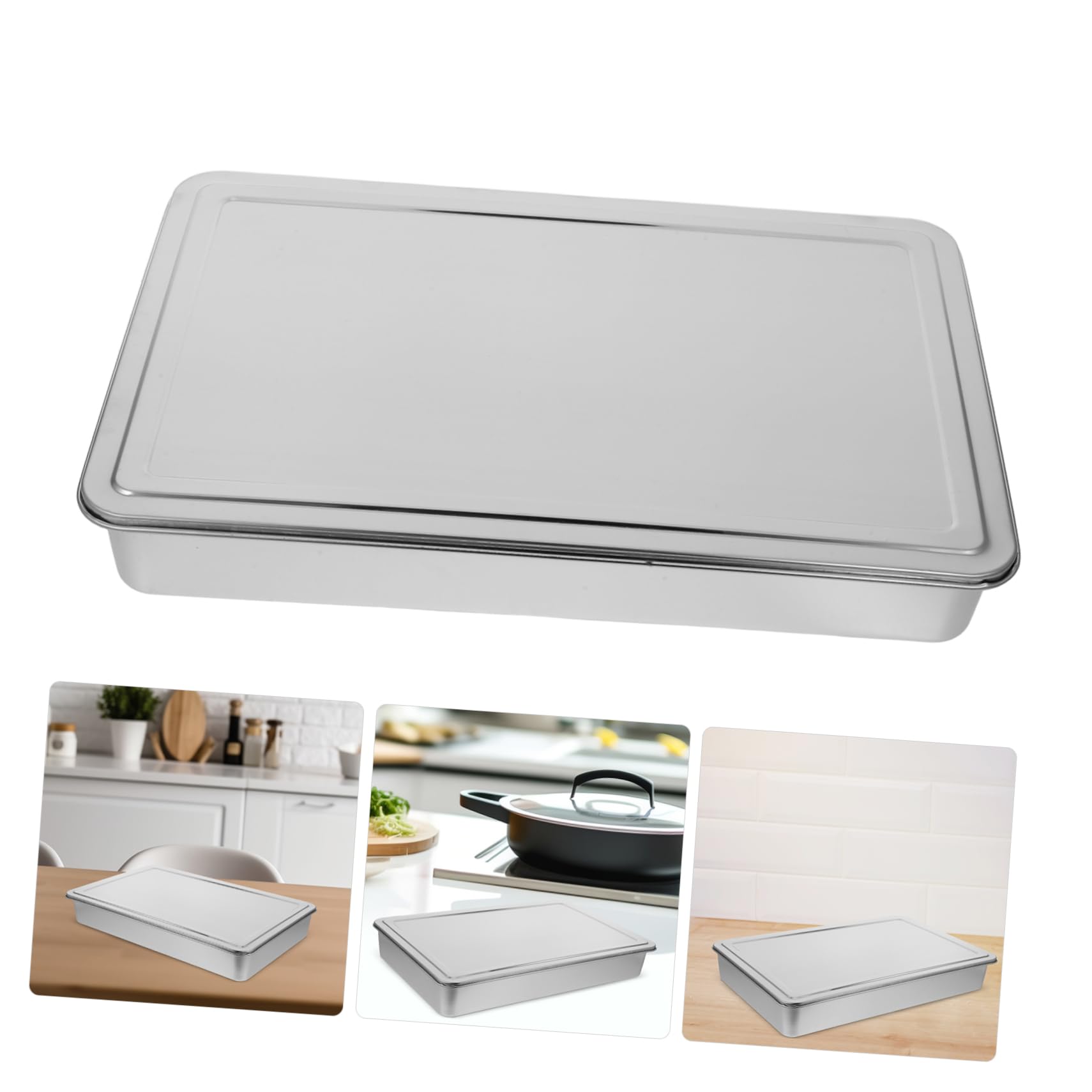 Alipis Moule à Pâtisserie Rectangulaire Avec Couvercle Acier Inoxydable Pour Brownies Gâteaux Et Plats Mijotés Convient Aux Fours