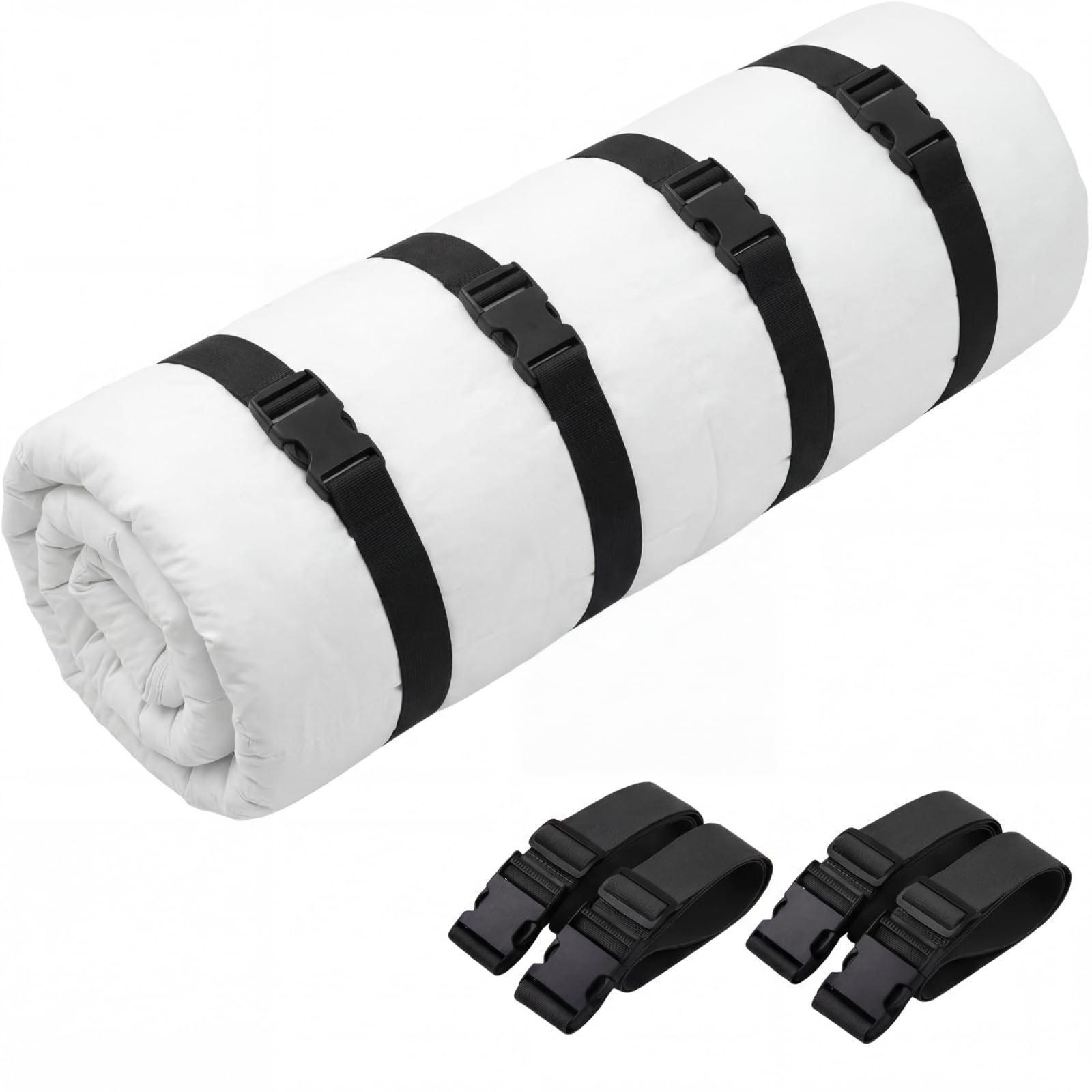 Wowangce 4 Pcs 100" x 2" Mattress Topper Straps Adjustable Memory Foam Packing Straps with Buckles for Home Mattress Moving or Storage, Dark Grey