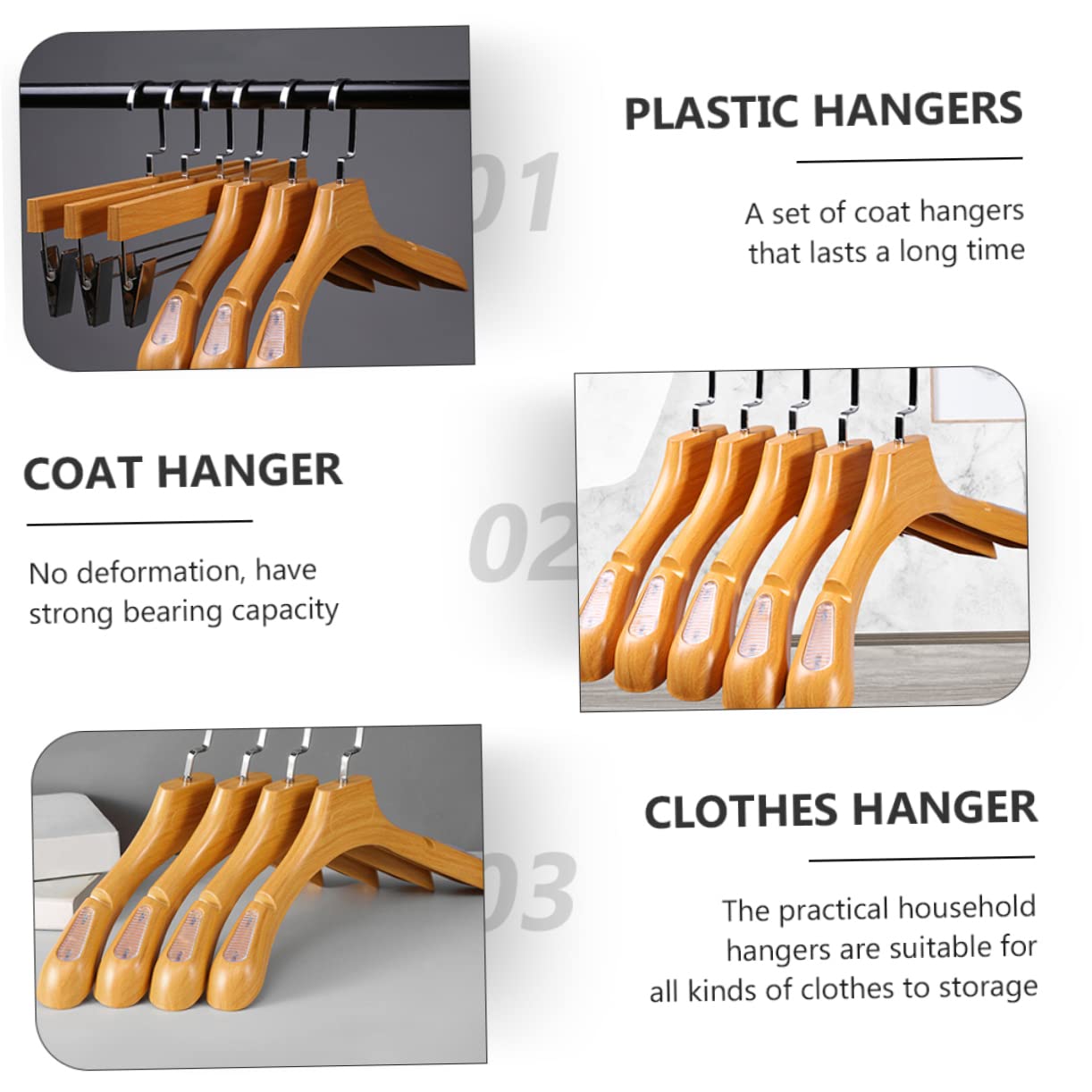 SOLUSTRE Hotel Grade 5pcs Suit Hangers Plastic Suit Hangers Non-Slip Flat Body for Coats Jackets Dresses Skirts