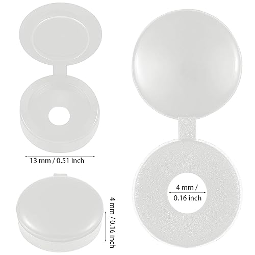Vista 16 de Hotop 100 tapas de rosca con bisagras, tapas de plástico para obturador, tornillos plegables, tapas abatibles para arandela (grande, blanco)