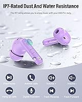 Vista 8 de Auriculares inalámbricos, Bluetooth 5.4, estéreo de bajos, auriculares con micrófono con cancelación de ruido, pantalla LED en el oído, llamadas