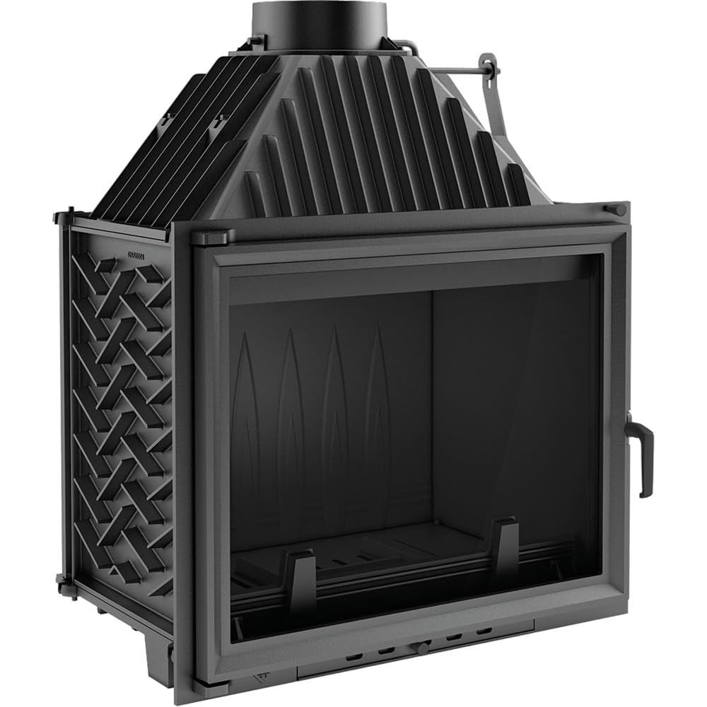 KRATKI Inserto per camino in ghisa a legna AMELIA 21 kW Ø200 frontale A 2 | Ghisa nero, efficienza 80%, classe A. Ecodesign.; combustione efficiente; basse emissioni; calore uniforme; alta potenza