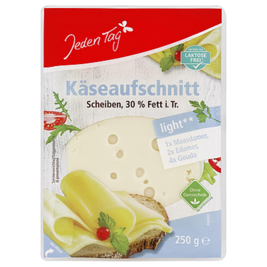 JEDDEN TAG Käse-Aufschnitt leicht Käse 250 gramm, 4er