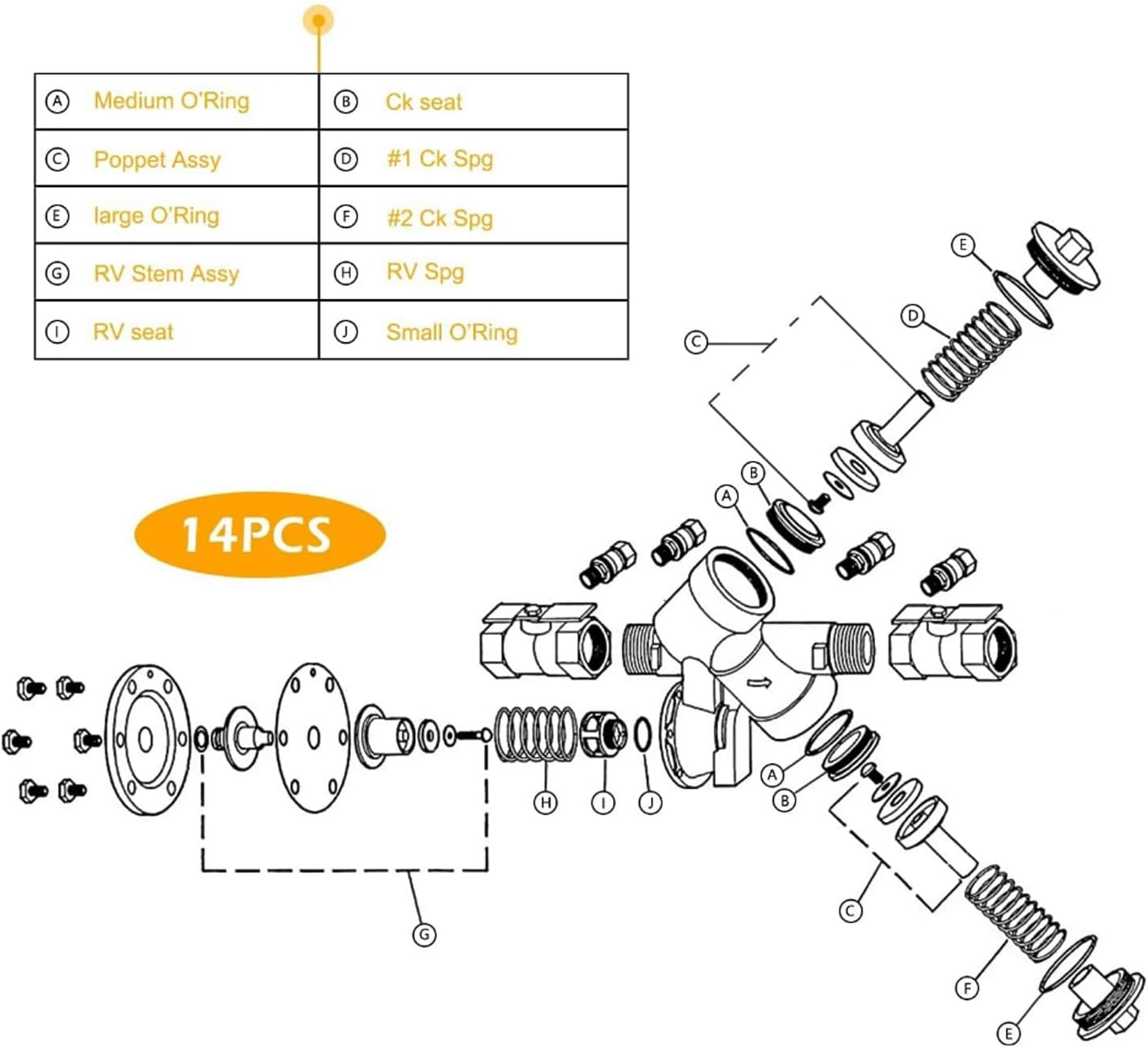 1/4"-1/2" Complete Repair Kit Fits Replace for Zurn Wilkins 975XL and 975XL2 Replacement，Complete Backflow Repair Kit