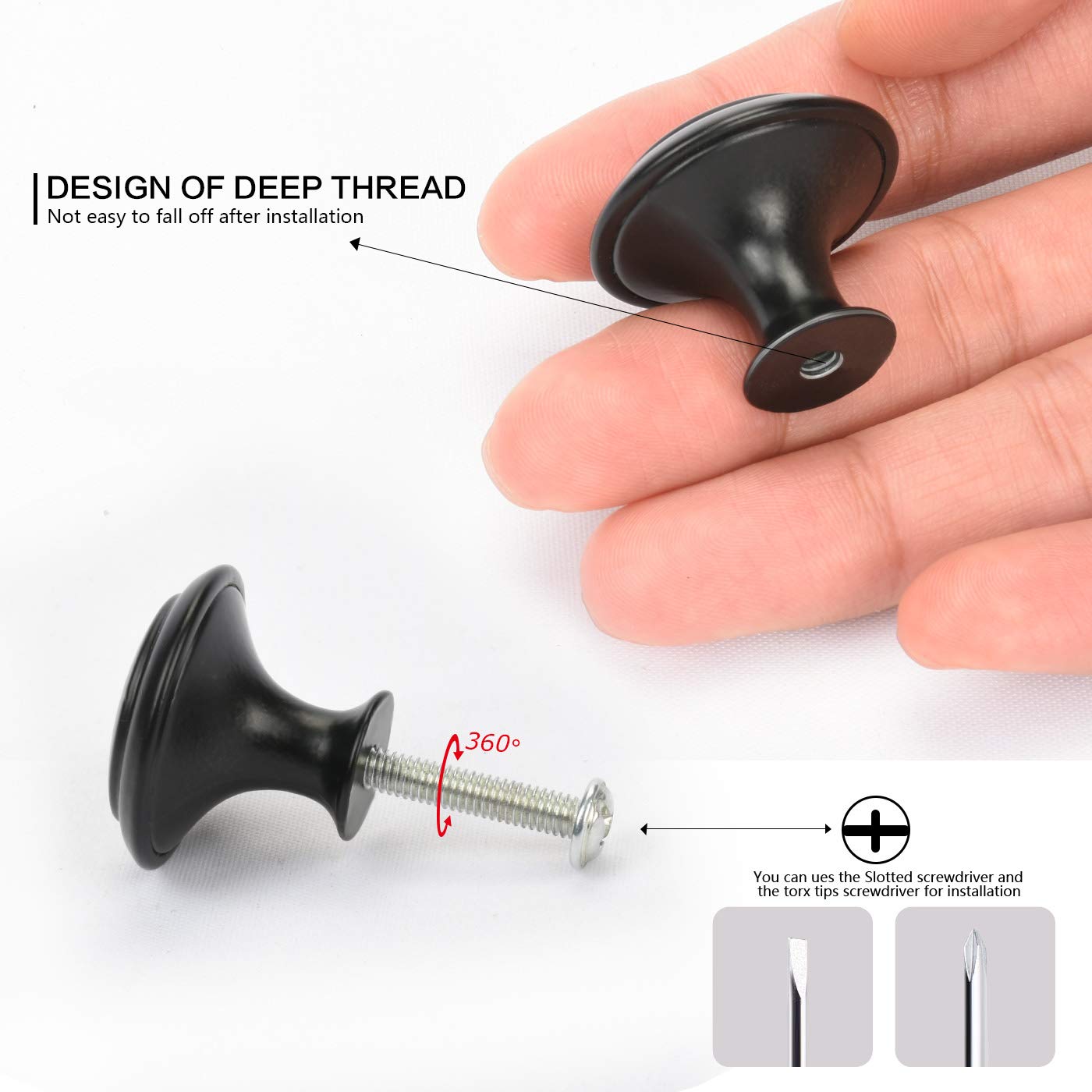 10 Pomelli Per Cassetti Neri In Acciaio Inox - Maniglie Moderne Per Mobili Cucina E Armadi