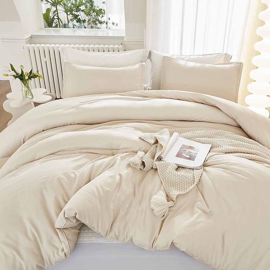Amazon.com: Nanko Beige Duvet Cover Set Queen Size, 3 Pcs Amazon.com: Nanko Beige Duvet Cover Set Queen Size, 3 Pcs