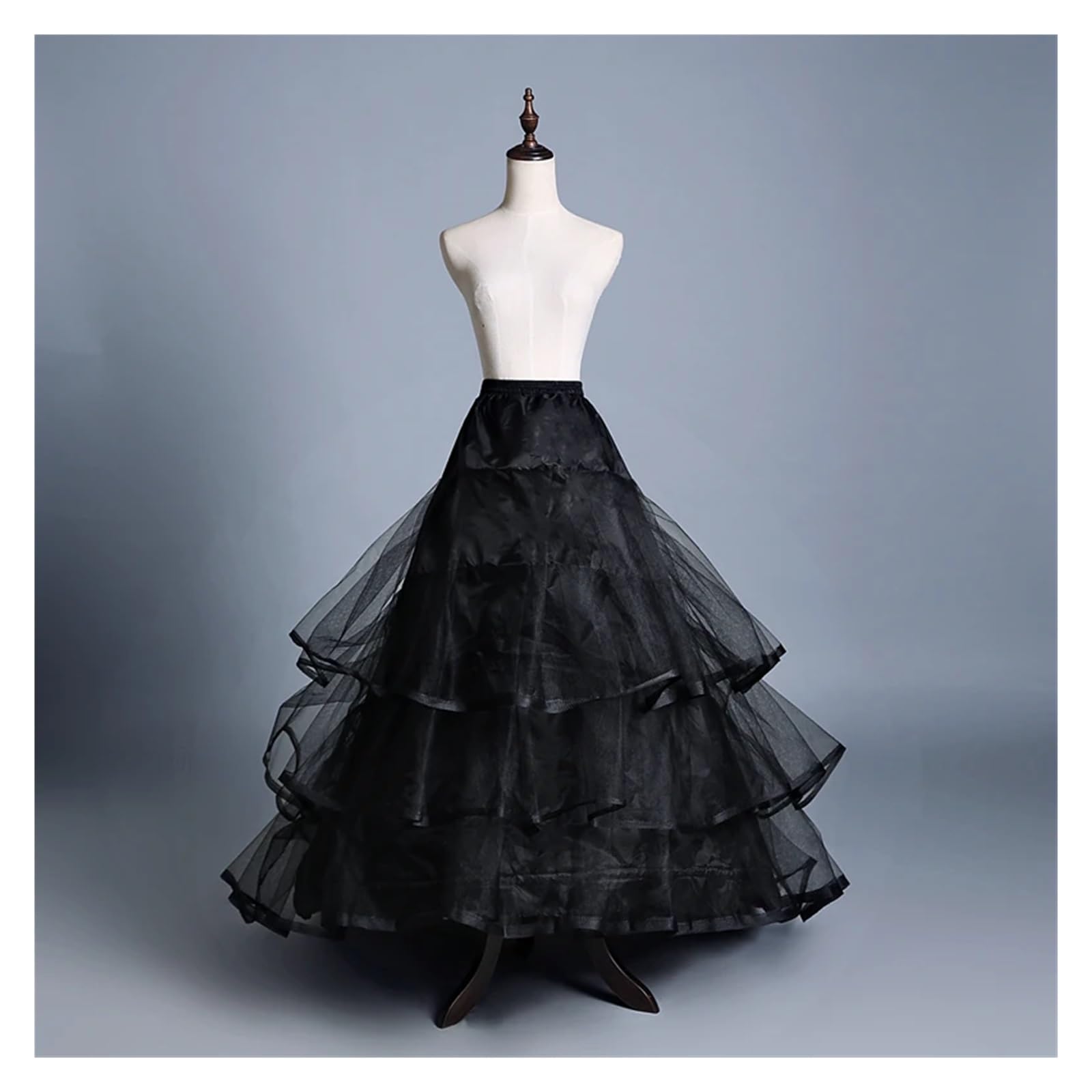 Jupe de Dessous Traînante Robe Mariée Jupon de mariée à 2 cerceaux et 3 Couches avec traîne
