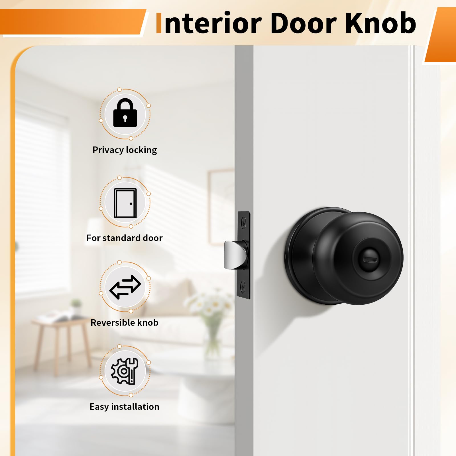 Probrico Black Door Knobs - Matte Black -2