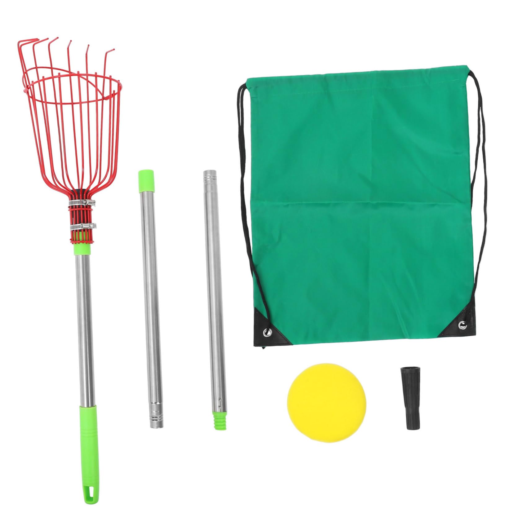 Tofficu Fruit Picker Telescoping Grabber Nut Picker Upper Picker Fruit Catcher for Trees Acorn Picker Fruit Tree Picker Harvest Basket Apple Picker Stainless Steel Red