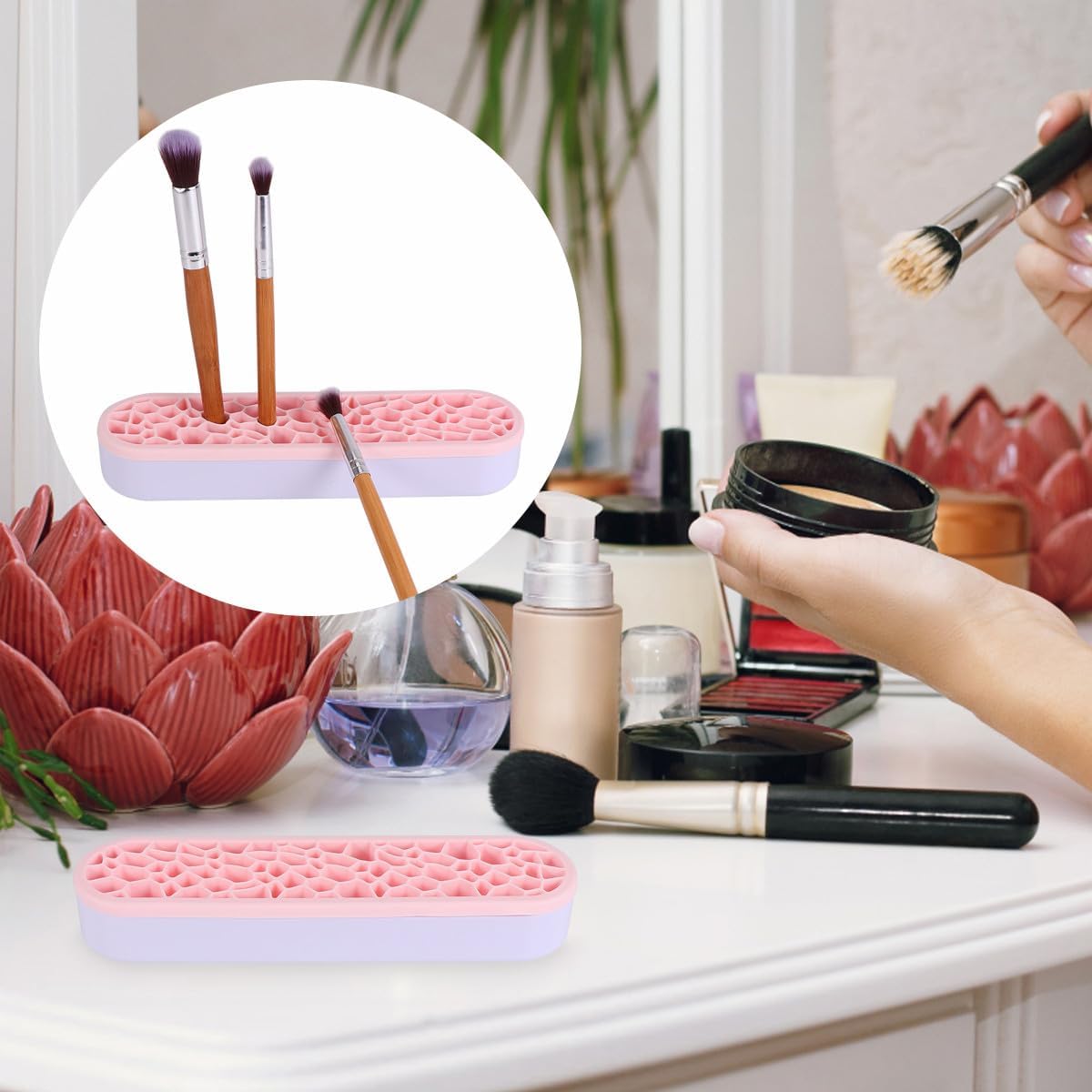 Silicone Creative Pattern Holder Cube Organizer Makeup Brush image 5