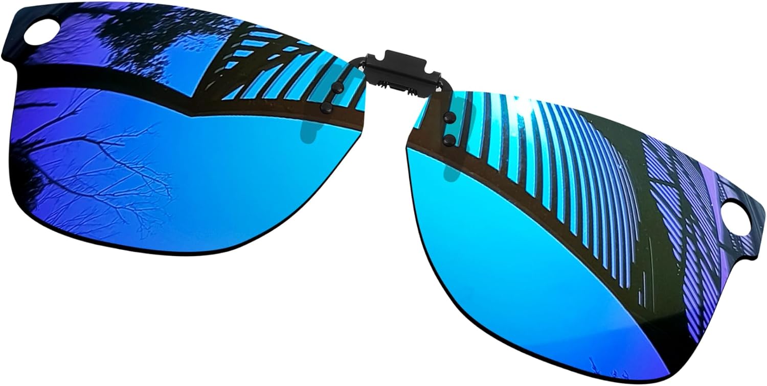 4 Pairs Polarized Flip-Up Lenses UV Protection Compatible with Ray-Ban Meta Wayfarer RW4006 & RW4012 (50-22) UV Protection Smart Glasses - Solid Black+Titanium+Ice Blue+Fire Red