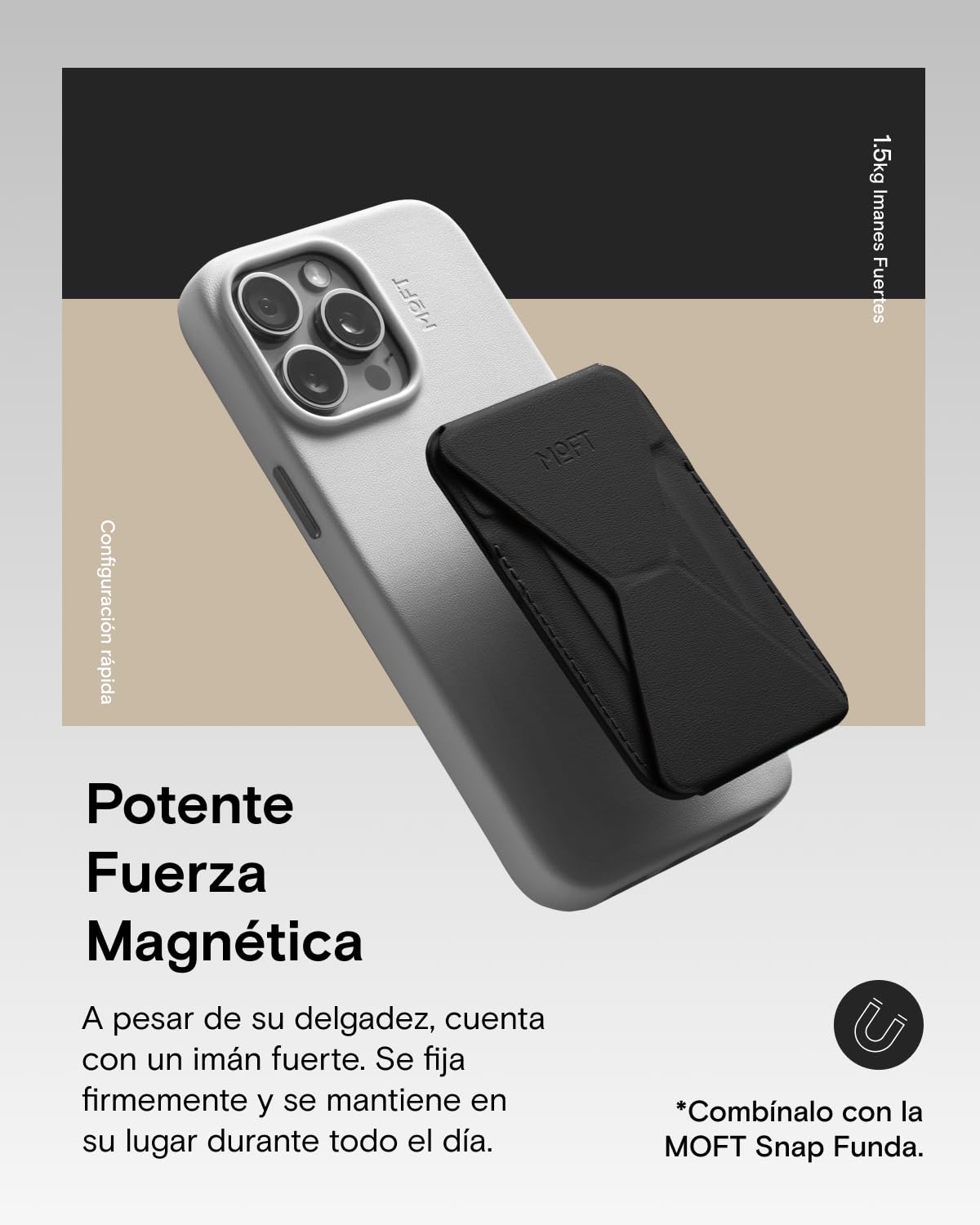 MOFT MagSafe Cartera Soporte para iPhone 17/16/15/14/13 Series Compatible con MagSafe, Soporte Magnético de MOVAS Cuero Vegano para Teléfono con 3 Ángulos de Visión, 2 Soportes Tarjetas