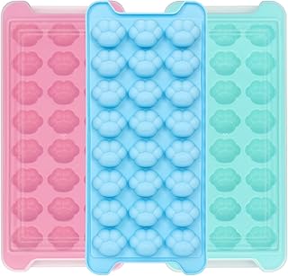 Homelove Silicone Ice Cube Trays, 3 Pack Easy-Release Silicone Flexible 72-Ice Cube Trays with Lid for Cocktail, Freezer, Stackable Ice Trays with Covers, Cat Paw Shape