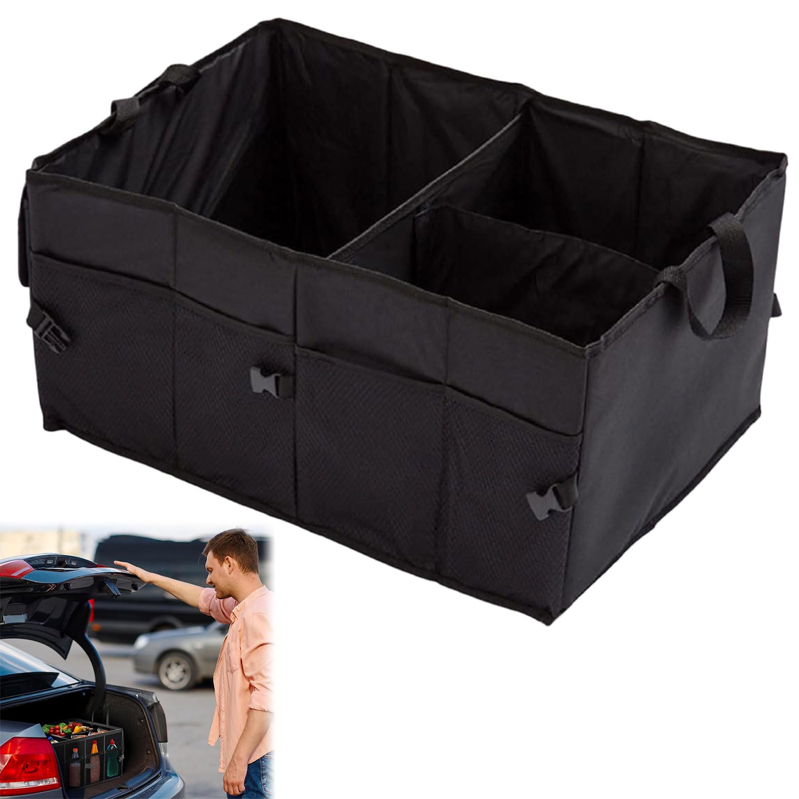 Organiseur de coffre de voiture pliable à compartiments pour en finir avec le désordre en route.