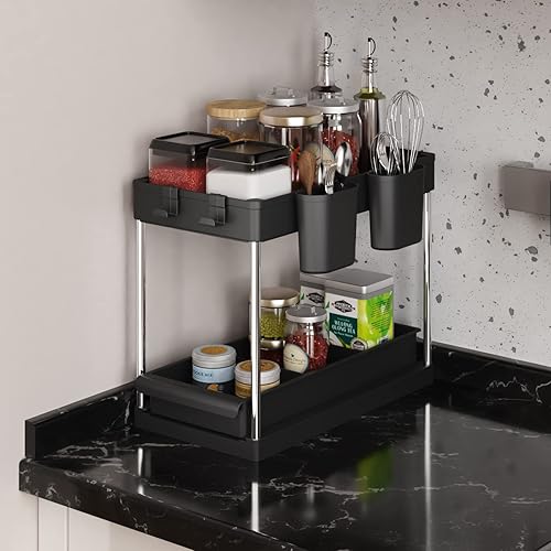 Miniatura 2 de R&A Royal Organizador y almacenamiento debajo del fregadero, organizadores y almacenamiento de baño, organizador de armario de baño con cajón y