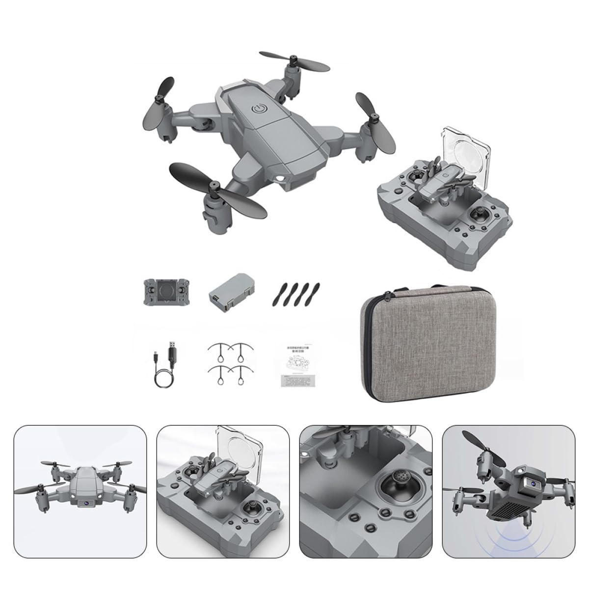 Mini Drone Radiocommandé KY905 Pliable Caméra 4K, 1 Set