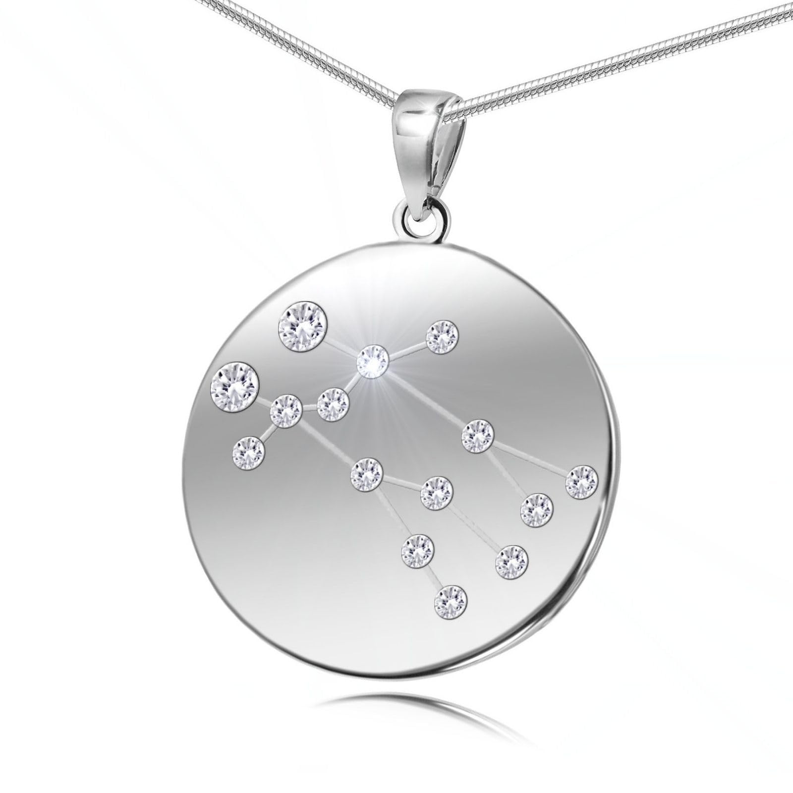 Collana Raffinata Con Ciondolo Segno Zodiacale Gemelli In Argento Sterling