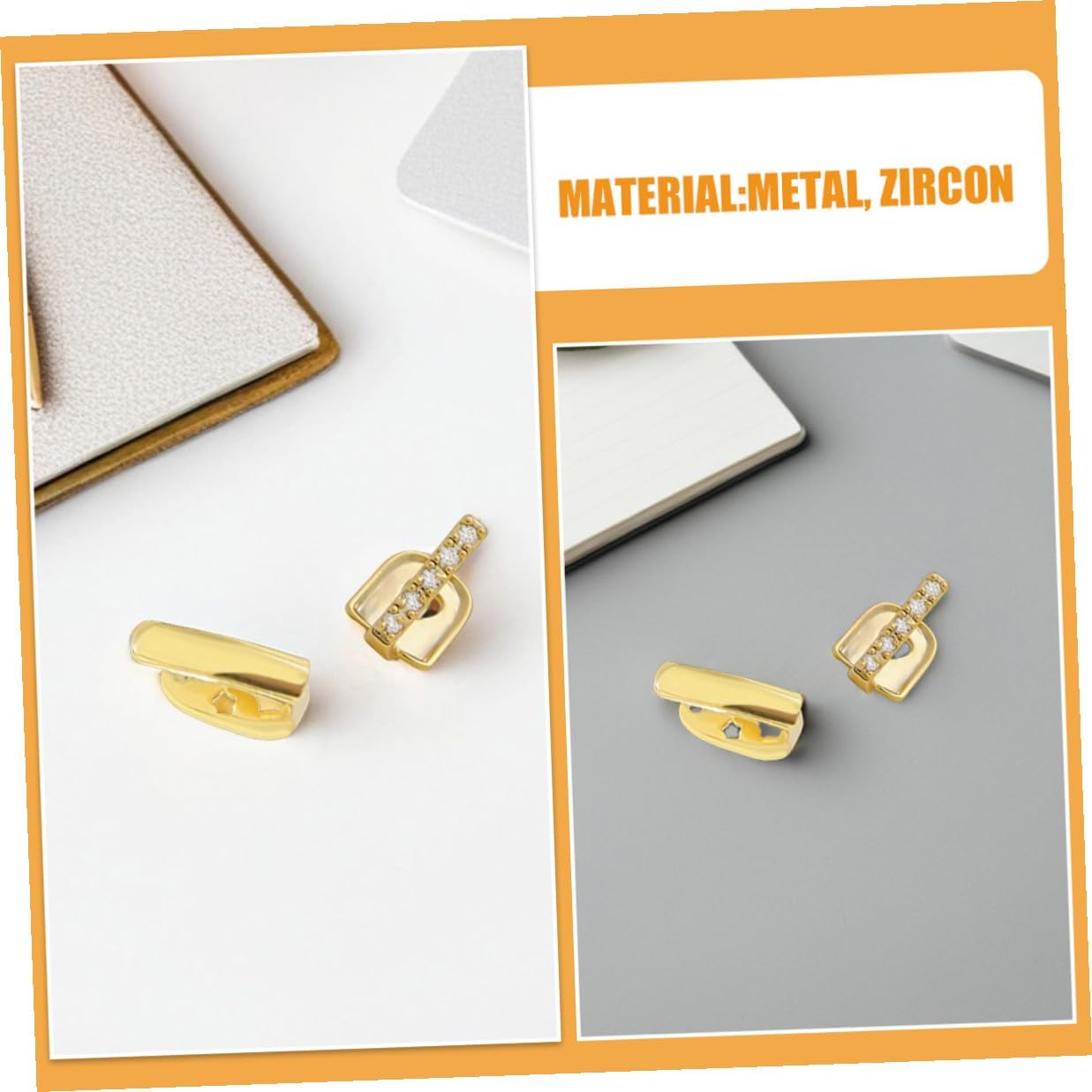 NOLITOY 3pcs Hip Hop Metal Teeth Grill Set Gold Single Tooth Caps Mouth Jewelry for Men Suitable for Rapper Costume and Cosplay