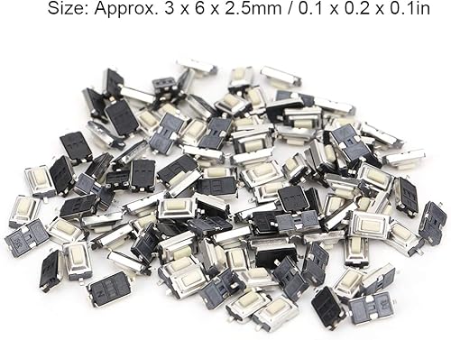 Miniatura 7 de Interruptor de botón táctil momentáneo, 100 interruptores de botón táctil de 0.118 x 0.236 x 0.098 in de alta sensibilidad de respuesta rápida Micro