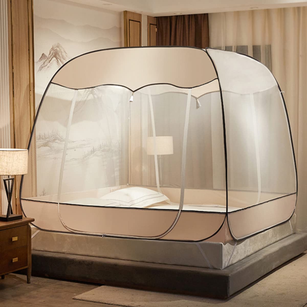 Moustiquaire pour lit OKUOKA auvent de lit polyester kaki