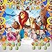 42pcs Lion-Kings Party Supplies Pack Includes，Banner，Cake Topper，Blackdrop,Balloons for Lion-Kings party Decoration