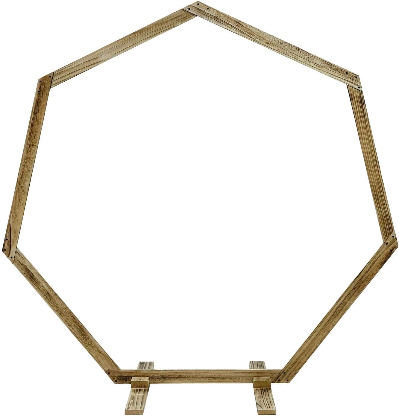 BalsaCircle Backdrop Stand BalsaCircle 7 feet Natural Wood Backdrop Stand Wedding Arch Heptagon Shape Party Events Receptions Accessories Decorations Supplies