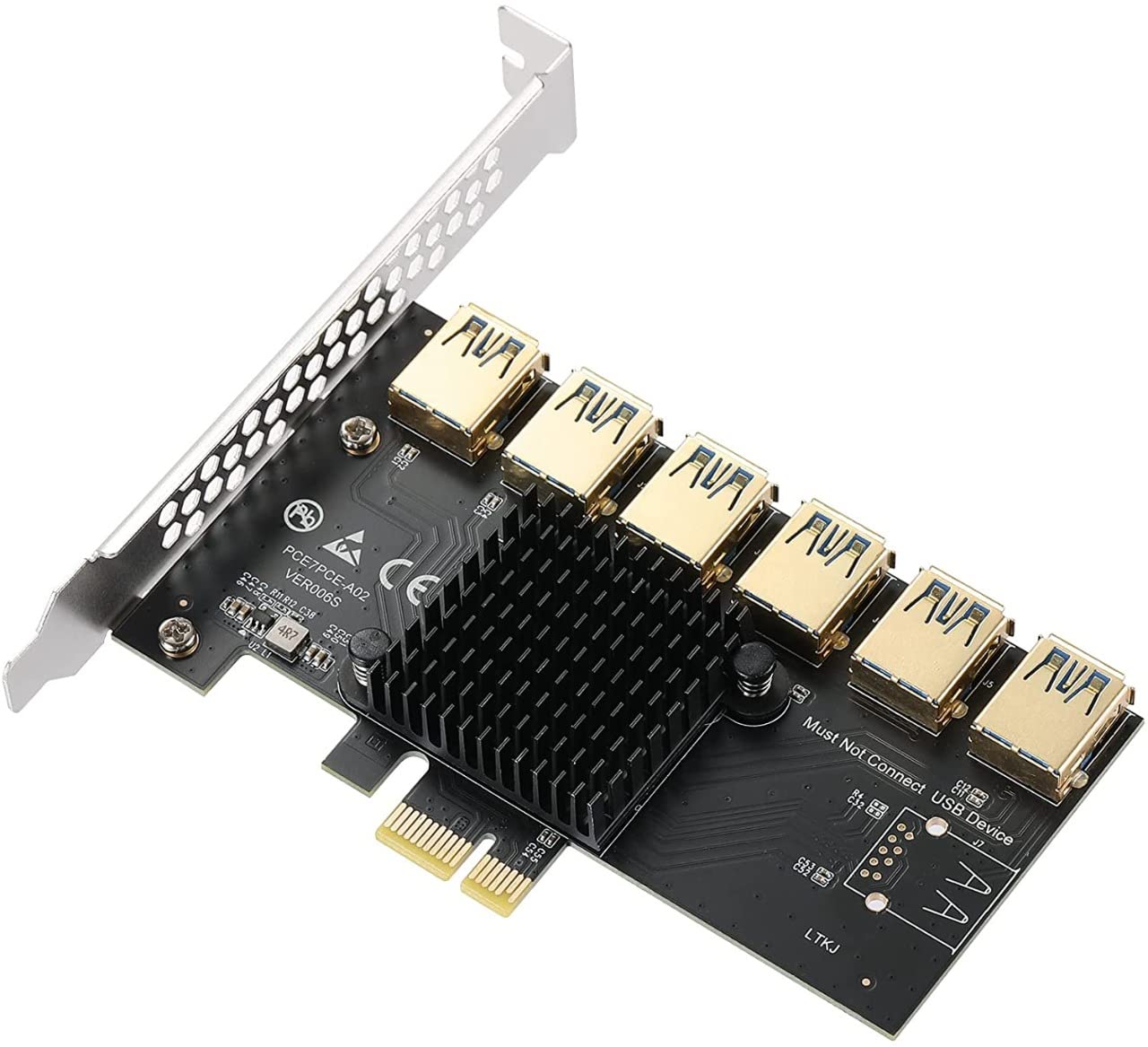 Etzin PCI-E 1 to 6 USB 3.0 Slots Riser Card - Higher Stability PCIE 4X 1 to 6 USB3.0 Riser Card Multiplier Compatible with Bitcoin Mining Windows Linux Mac (PCI-E-1X6-USB3.0)-(EPL-745PC)-image-11