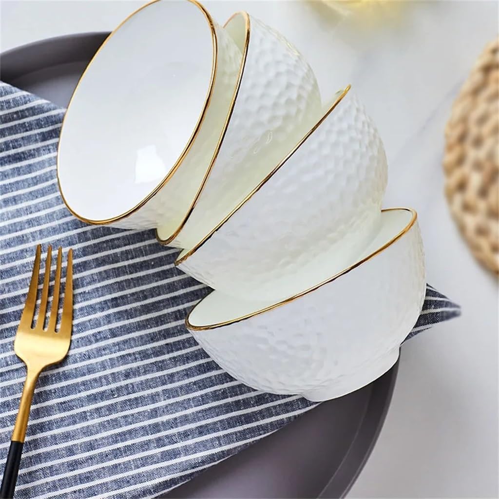 Ceramic Tableware Hand-gilded Creative Soup Bowl Luxury Bone Porcelain Relief Phnom Penh Millets Wire(19.5 * 9cm)