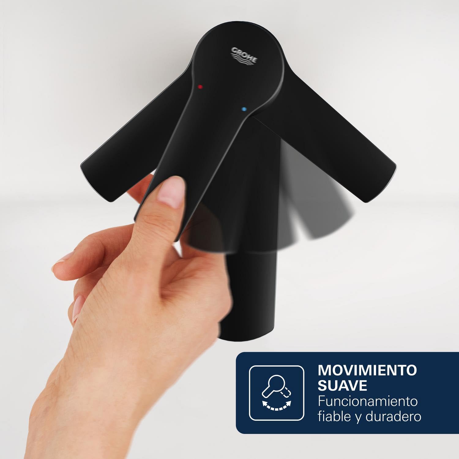 GROHE Start Edge QuickFix - Grifo de bidé con desagüe Pop-Up, cartucho cerámico 28mm, ahorro de agua, latiguillos 3/8", QuickTool incluido, Negro Mate, 233452431