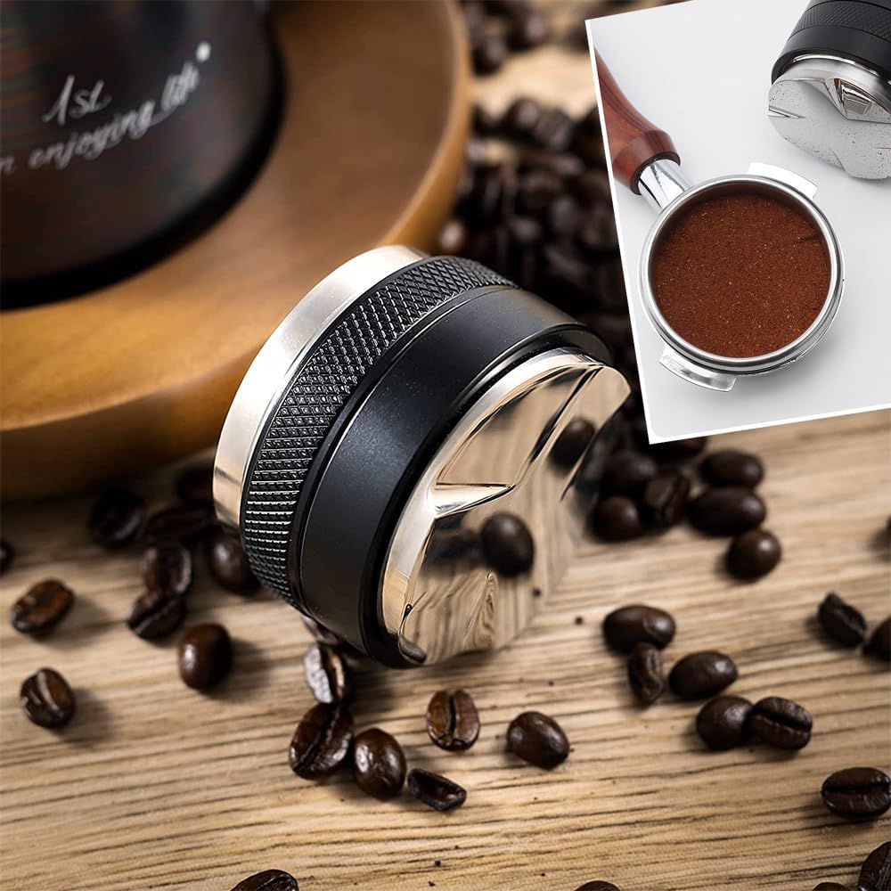Sesama Coffee Distributor Espresso Tamper 51mm &Silicone Mat &Puck Screen for Breville and All 51mm Portafilter Barista Coffee Accessories (51MM) (A)