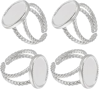 Beebeecraft 8Pcs Open Cuff Ring Settings 18K Gold Plated 304 Stainless Steel Blank Rings Adjustable Base Jewelry Finding