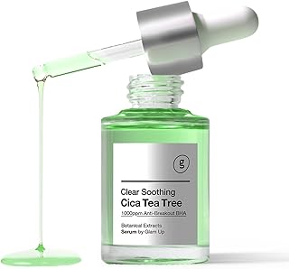 GLAM UP CICA Tea Tree serum Double Shot 30ml(1.12 Fl Oz) With HYALURON+BHA Calming Booster Acne Treatment Tea Tree Oil & Niacinmid for Acne Blackhead Treatment, Sensitive Skin Care