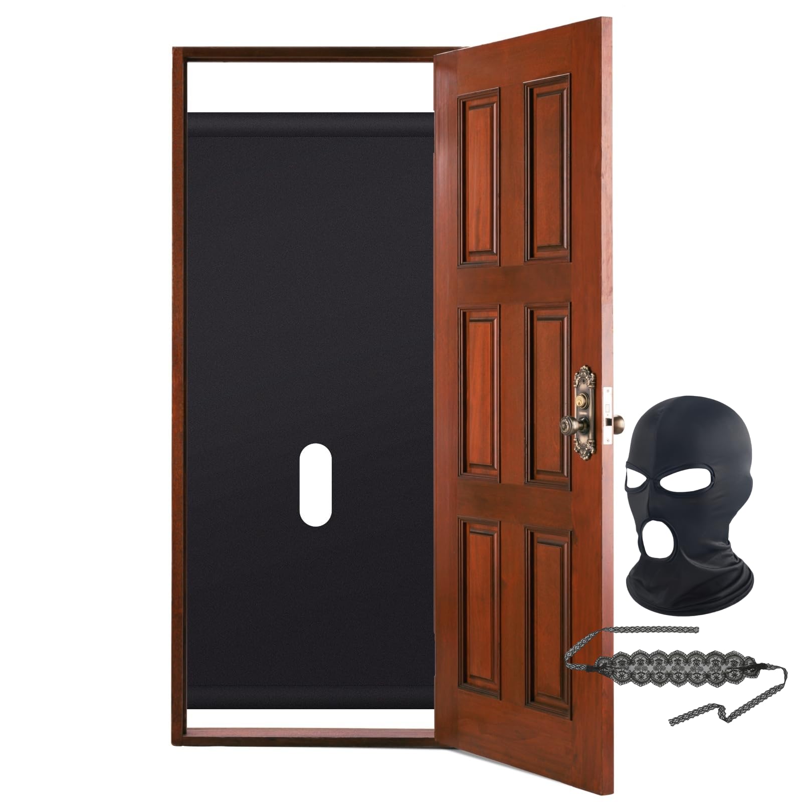 Glory Hole Kit de hotte pour les yeux, rideau de porte confortable à hauteur réglable, cloison murale temporaire portable qui s'adapte à la plupart des tailles de porte standard, offre plaisir et