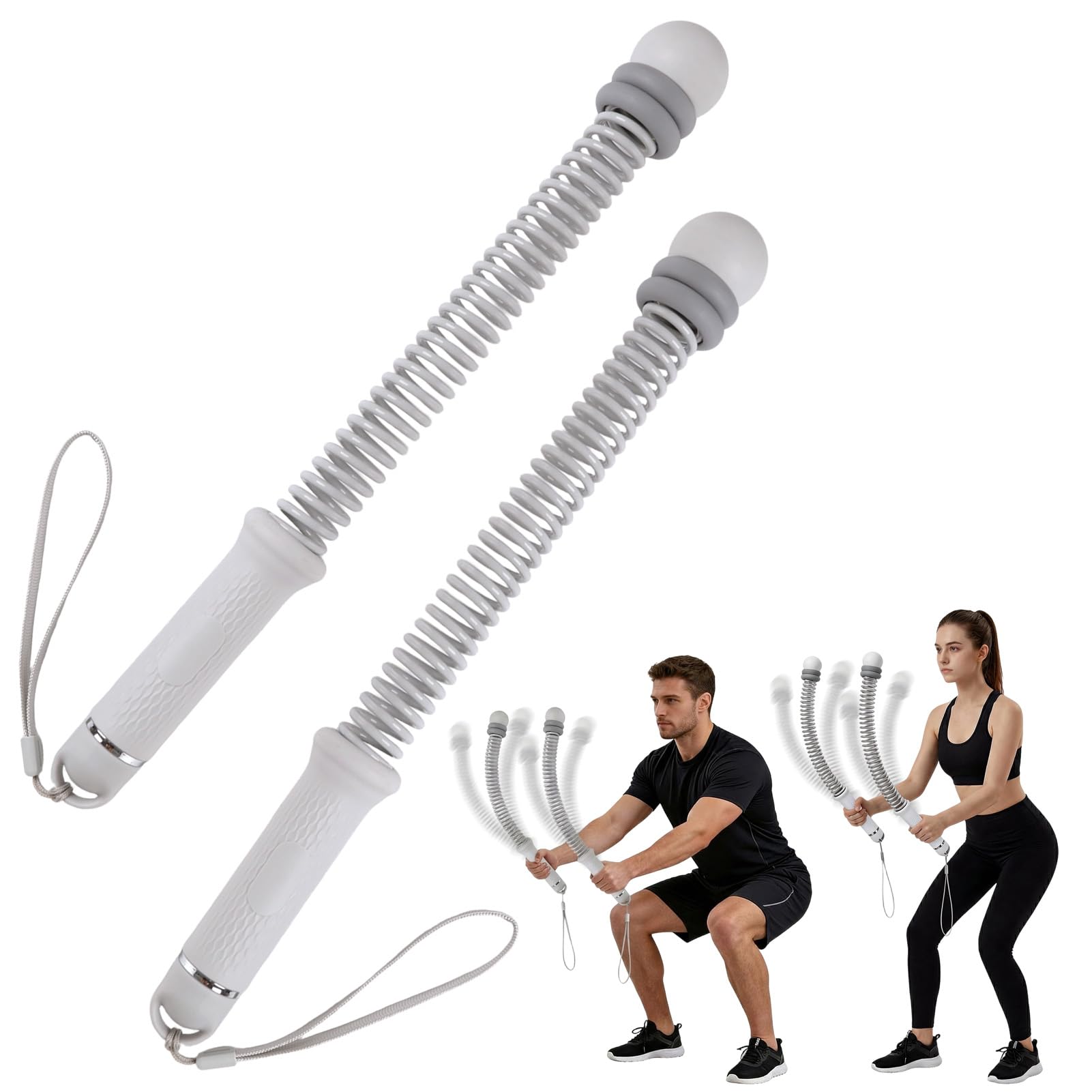 Meriviva Ropeless Battle Ropes, 2 Pcs Cordless Battle Ropes with Adjustable Weights, Portable Silent Home Workout Gym Equipment, for Home Outdoors Arms Core Butt Strength Training (Gray)