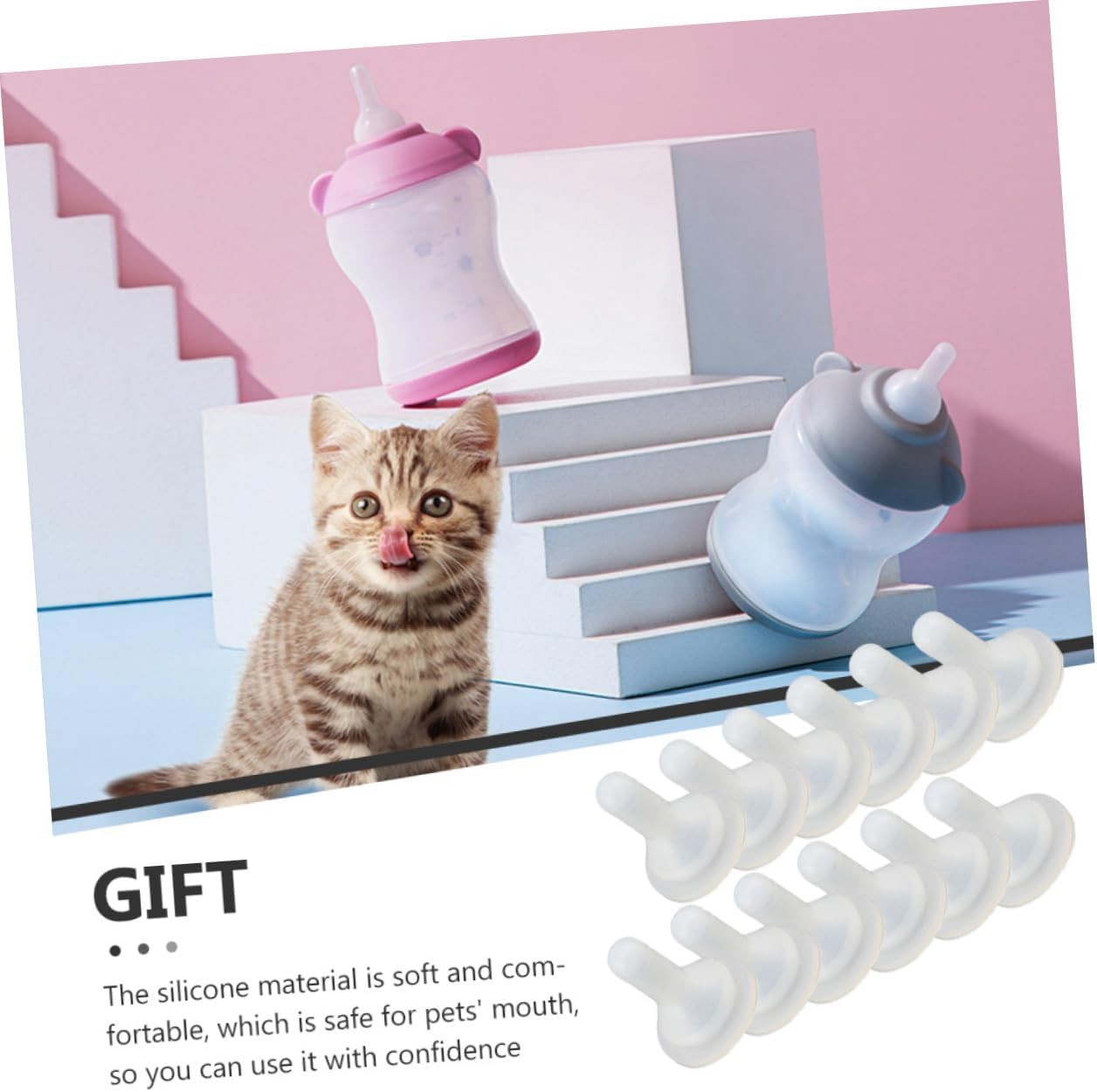 Mipcase 100pcs Multi-Function Milk Pacifiers for Newborn Puppies Kitten Bottle Feeder Slow Feeder Bowl Insert Pet Drinking Nipples Pet Accessories