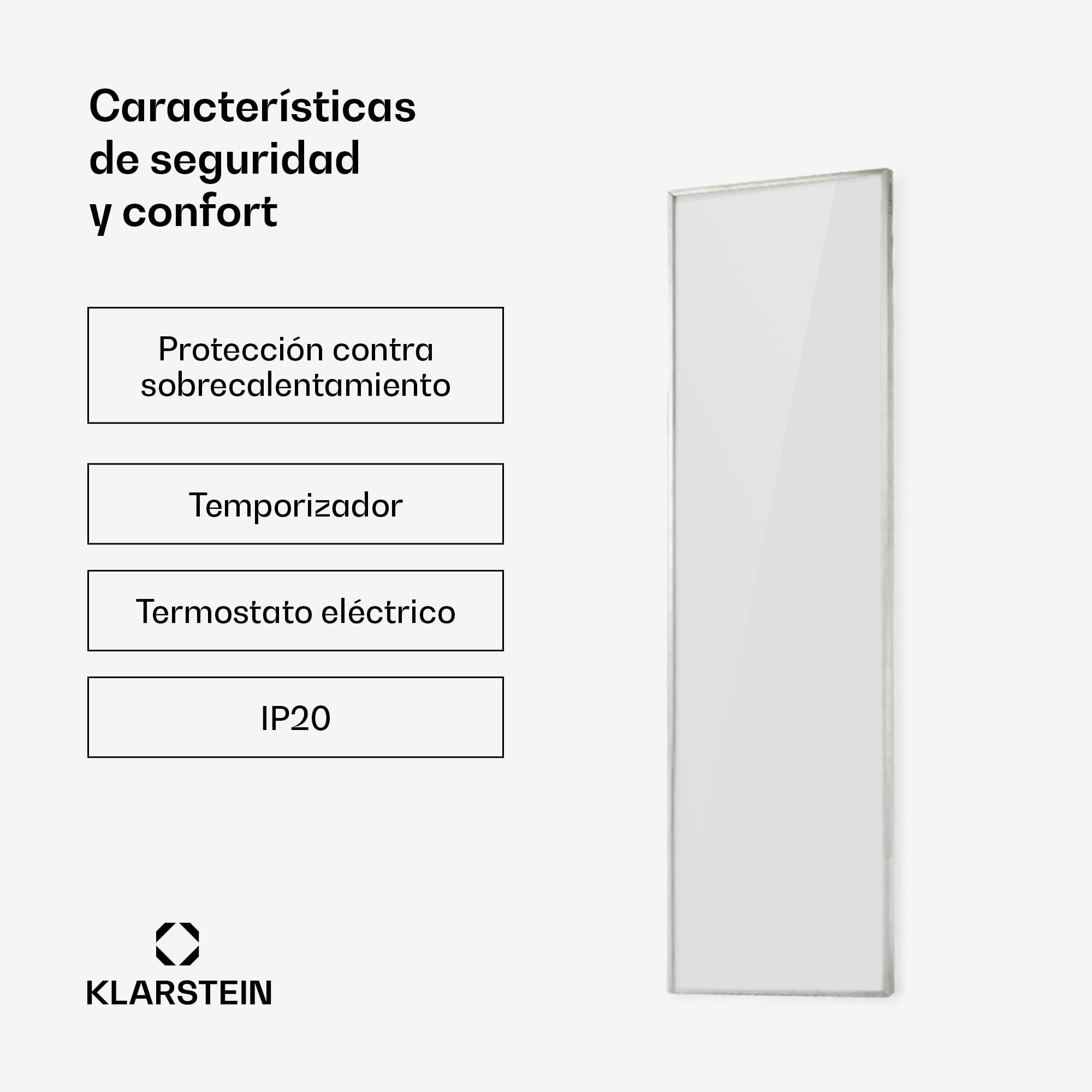 Klarstein Air Radiador Electrico Bajo Consumo Infrarrojo de 360W para Casa, Mando a Distancia, Detector Ventanas Abiertas, Termostato, Radiadores Infrarrojos Pared, Calefactores Sin Emisión de CO2