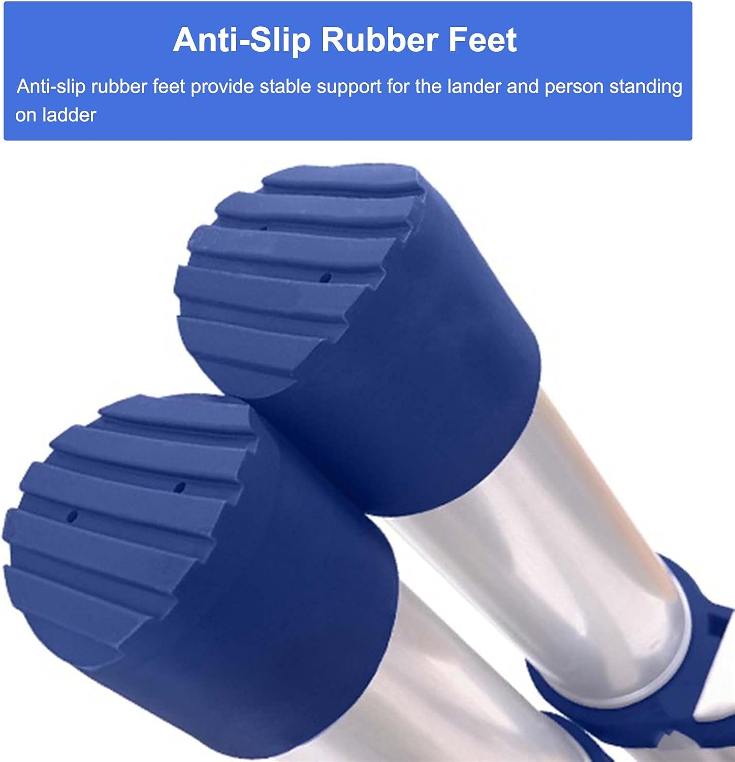 8m 7m 6.2m 6m 5m 4.7m 4m 3.8m 3.2m 2.6m Telescoping Ladder with Hooks, Aluminum Telescopic Extension Ladders for Roofing Business, Household, RV Outdoor Work Use (Color : Blue, Size : 2.1m